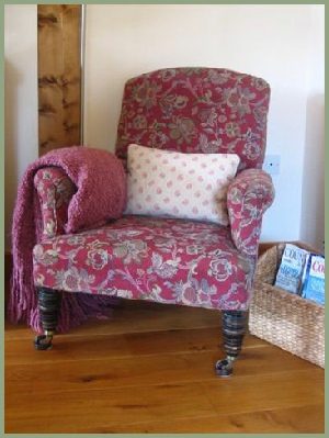 Cosy corner at Meadow Barn, just right to snuggle up with a good book